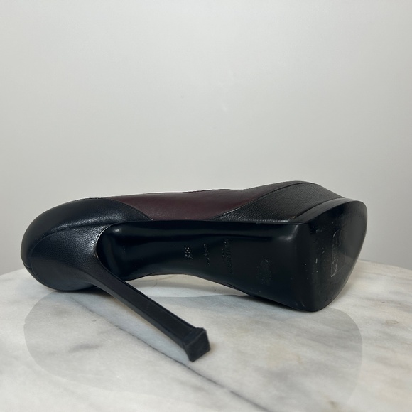 YSL Bordeaux and Black Leather Platform Heels - Picture 6 of 7